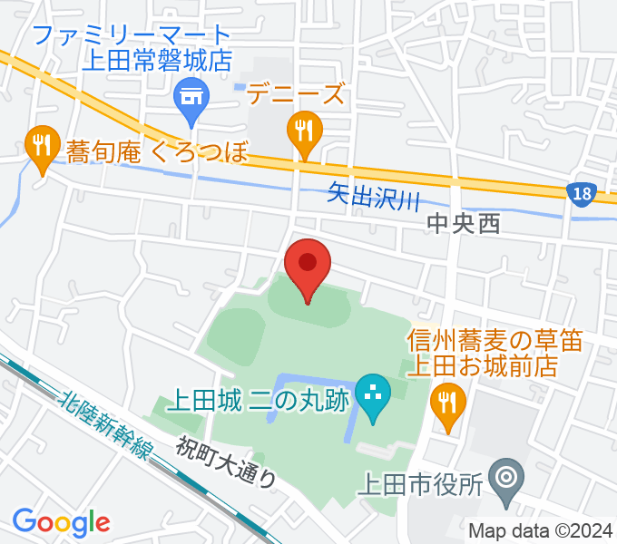 上田城跡公園陸上競技場の場所
