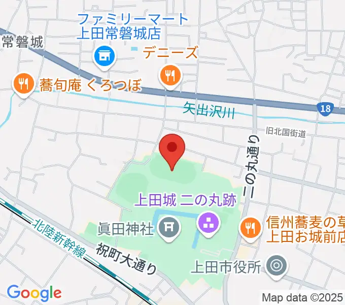 上田城跡公園陸上競技場の地図