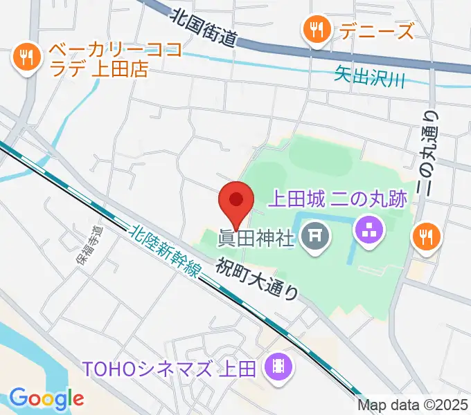 上田城跡公園第二体育館の地図