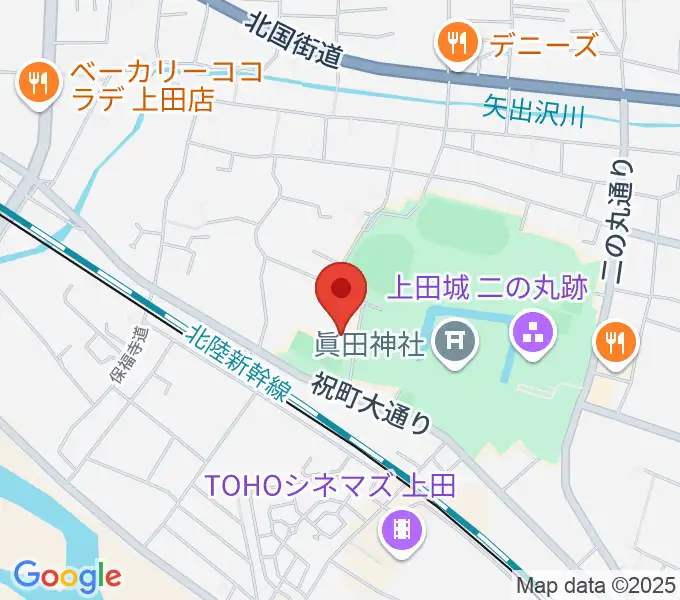 上田城跡公園第二体育館の地図