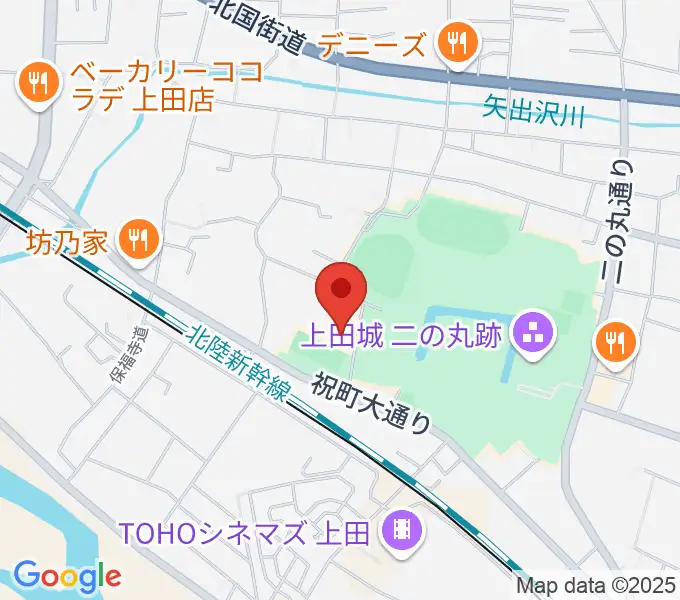 上田城跡公園第二体育館の地図
