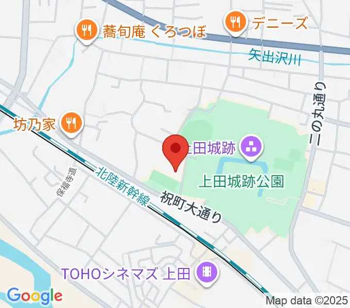 上田城跡公園第二体育館の地図
