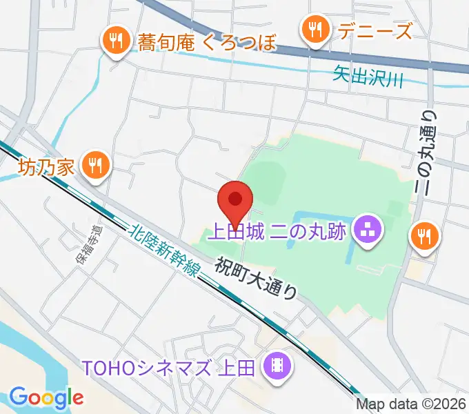 上田城跡公園第二体育館の地図