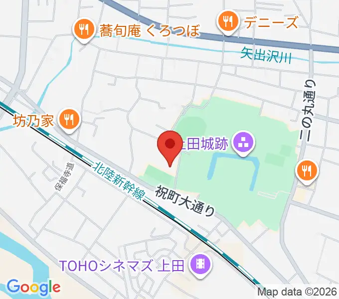 上田城跡公園第二体育館の地図