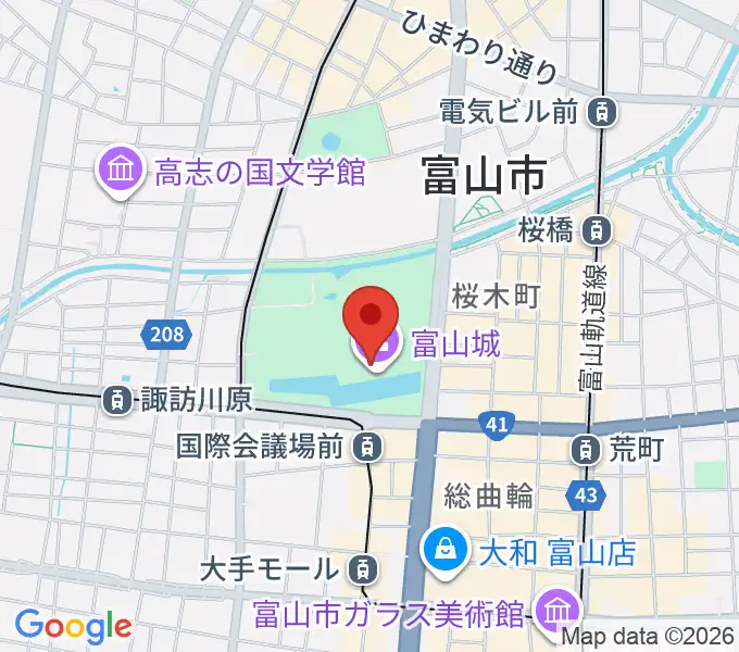 富山市郷土博物館の地図
