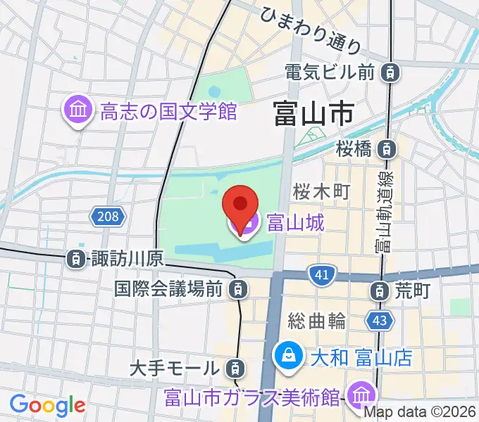 富山市郷土博物館の地図