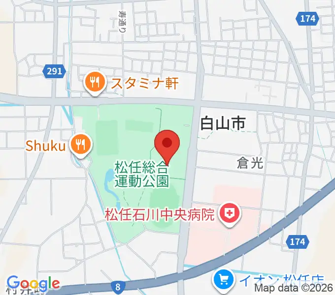 松任総合運動公園水泳プールの地図