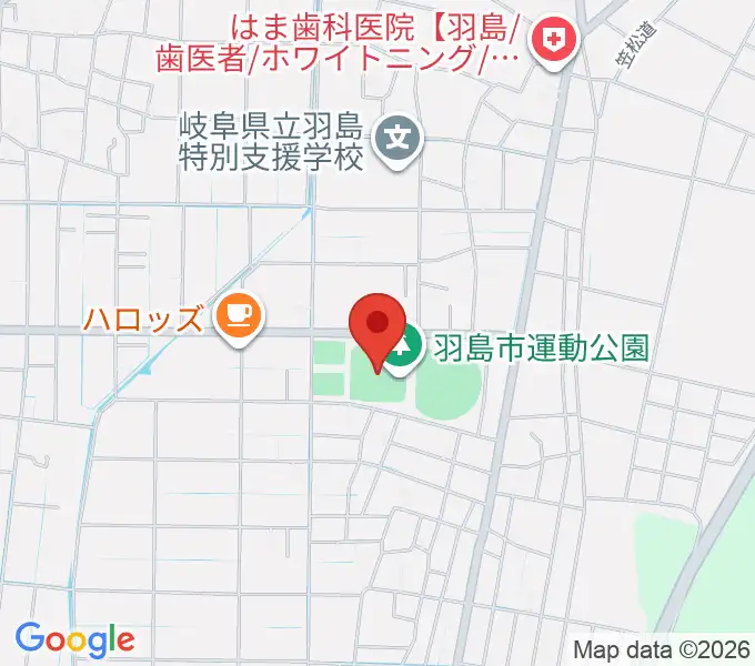 羽島市運動公園多目的広場の地図