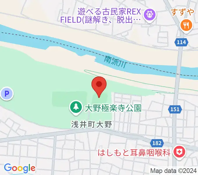 大野極楽寺公園野球場の地図