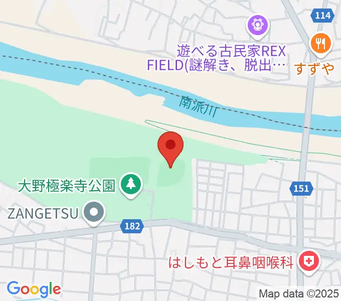 大野極楽寺公園野球場の地図