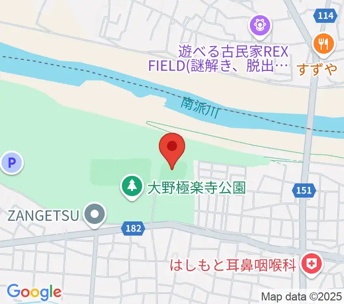 大野極楽寺公園野球場の地図