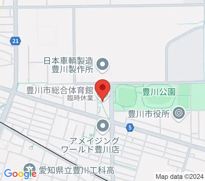 豊川市総合体育館の地図