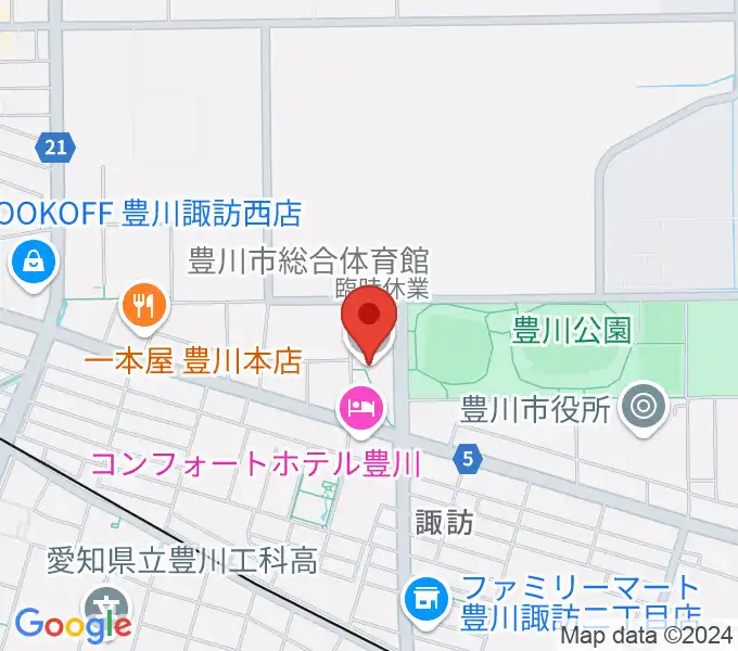 豊川市総合体育館の地図