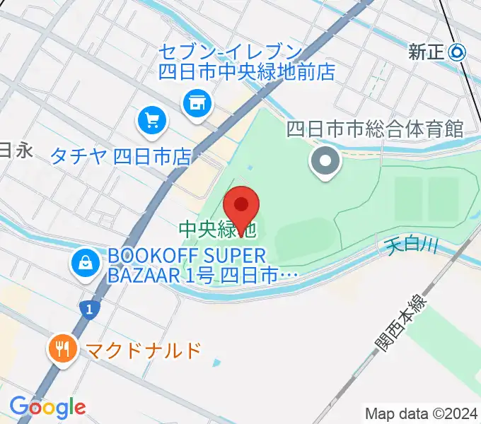 四日市市中央陸上競技場の地図