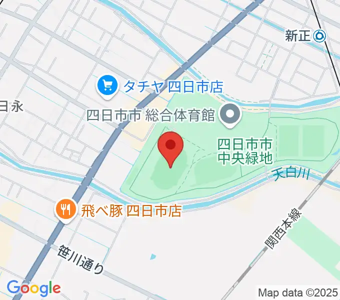 四日市市中央陸上競技場の地図