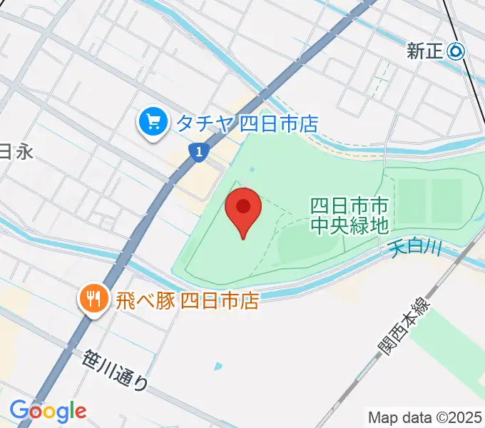 四日市市中央陸上競技場の地図