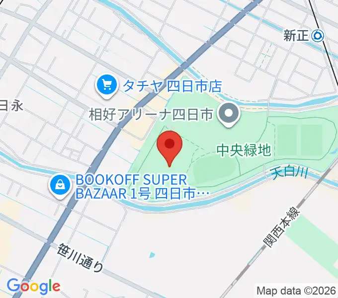 四日市市中央陸上競技場の地図