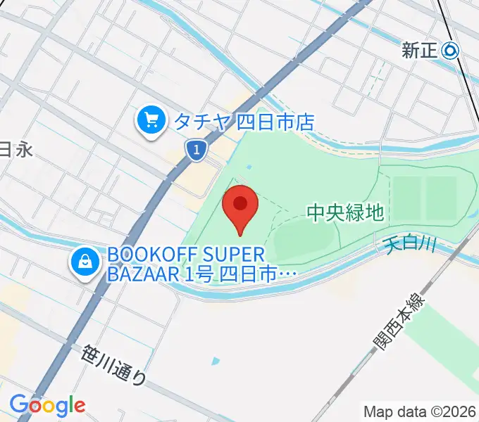 四日市市中央陸上競技場の地図