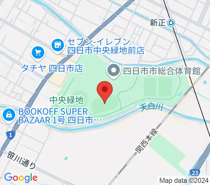 四日市市中央フットボール場Aフィールドの地図