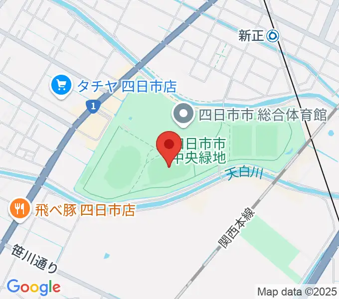 四日市市中央フットボール場Aフィールドの地図