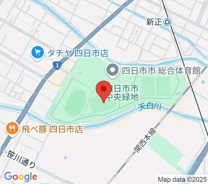 四日市市中央フットボール場Aフィールドの地図