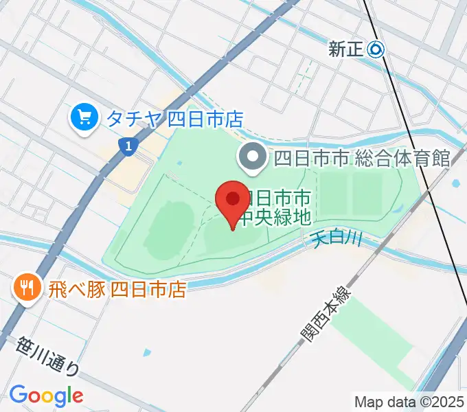 四日市市中央フットボール場Aフィールドの地図