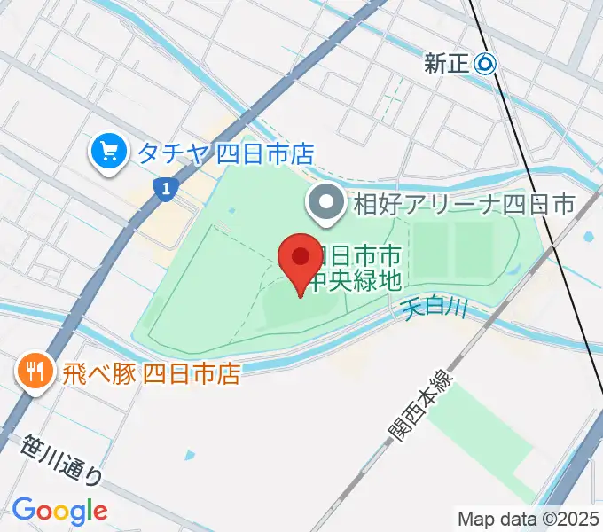 四日市市中央フットボール場Aフィールドの地図