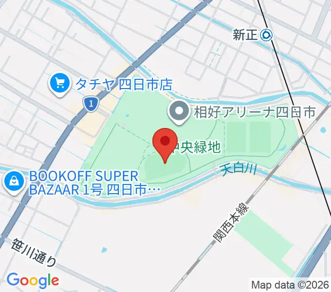四日市市中央フットボール場Aフィールドの地図