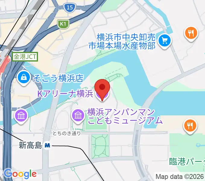 Kアリーナ横浜の地図