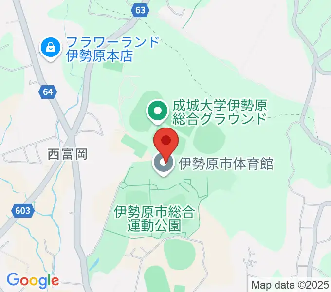 伊勢原市体育館の地図
