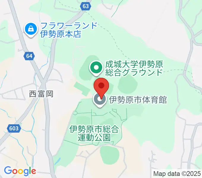 伊勢原市体育館の地図
