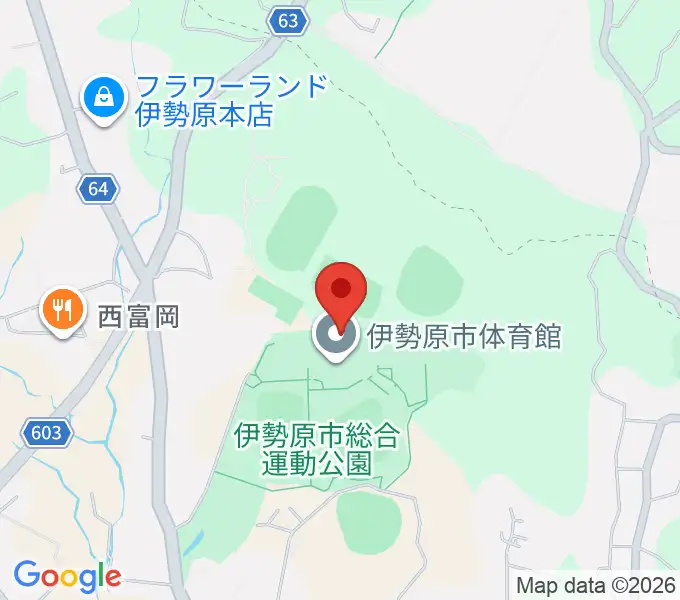伊勢原市体育館の地図