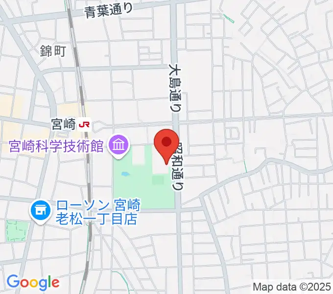 宮崎市立総合体育館の地図