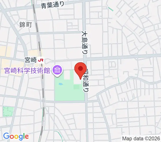 宮崎市立総合体育館の地図