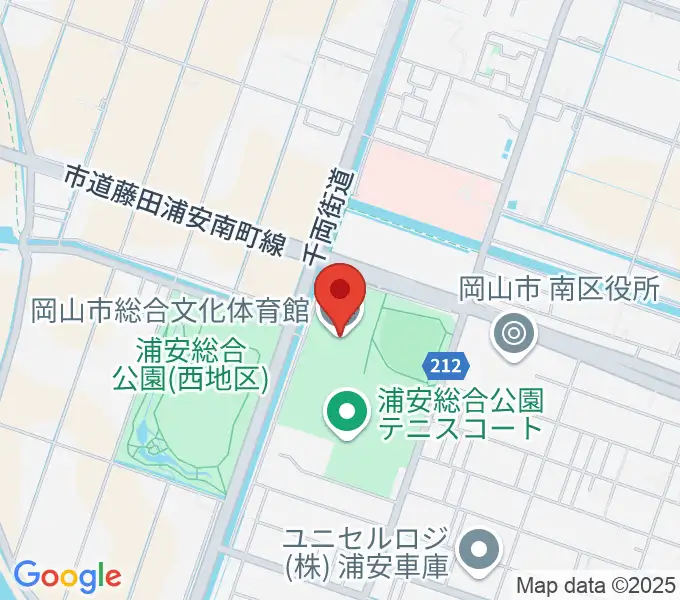 岡山市総合文化体育館の地図