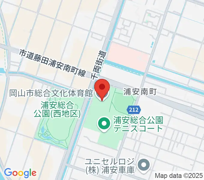岡山市総合文化体育館の地図