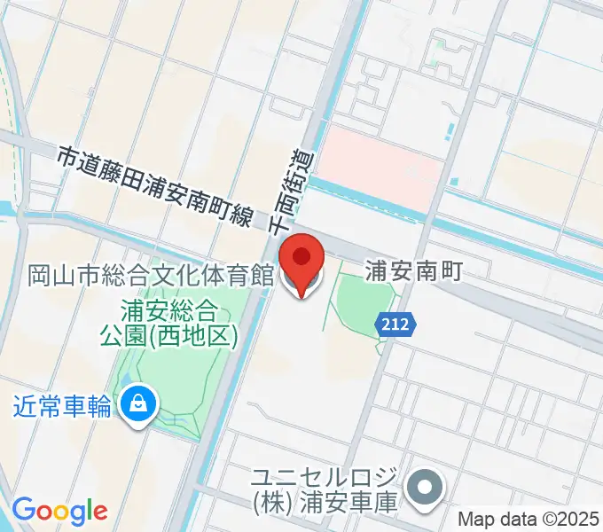 岡山市総合文化体育館の地図