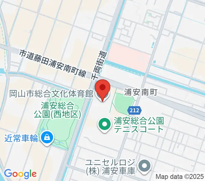 岡山市総合文化体育館の地図