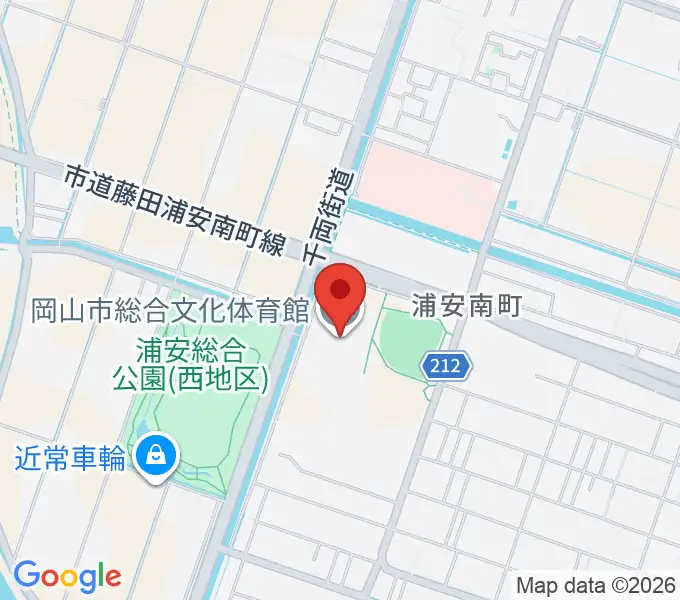 岡山市総合文化体育館の地図