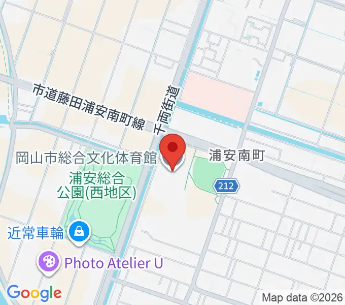 岡山市総合文化体育館の地図