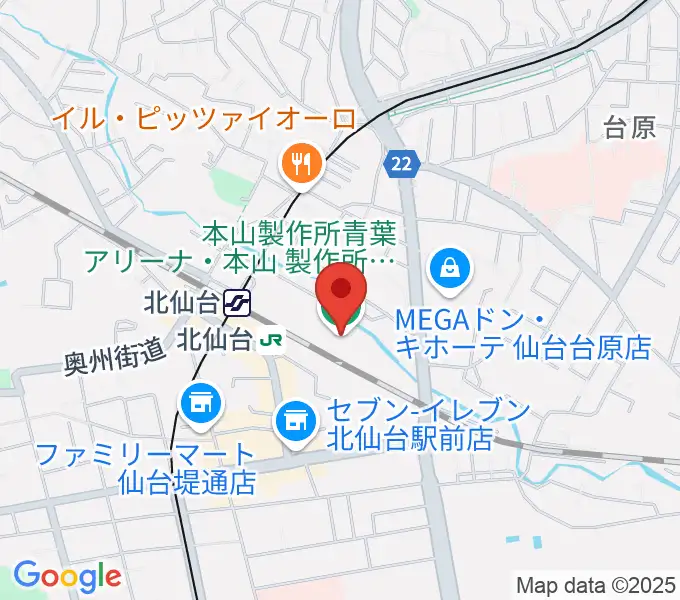 本山製作所青葉アリーナ・仙台市武道館の地図