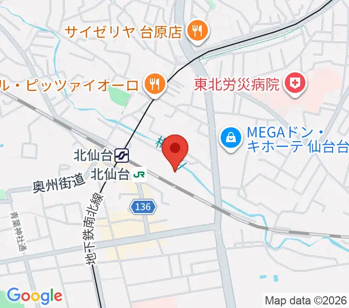 本山製作所青葉アリーナ・仙台市武道館の地図