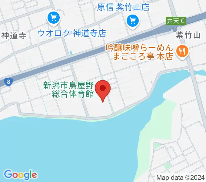 新潟市鳥屋野総合体育館の地図