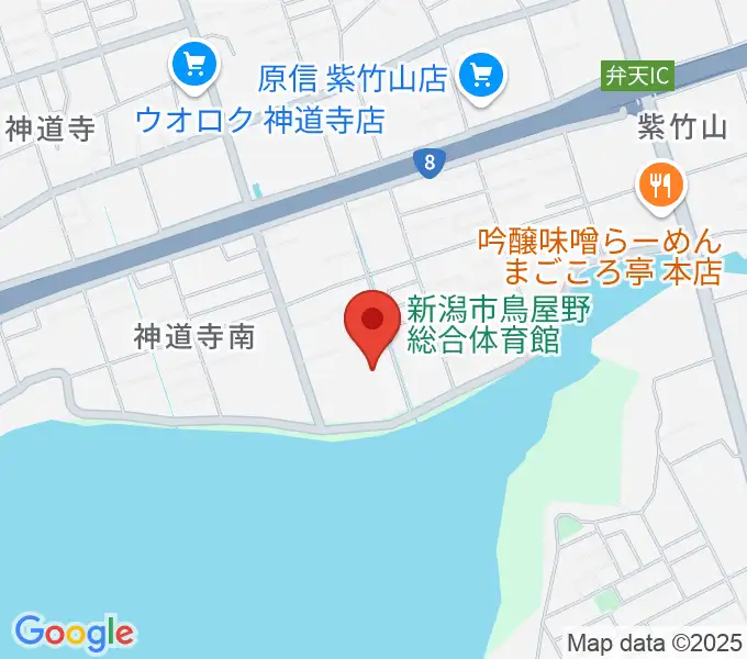 新潟市鳥屋野総合体育館の地図