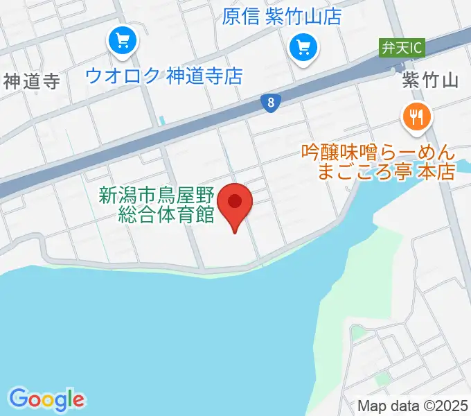 新潟市鳥屋野総合体育館の地図