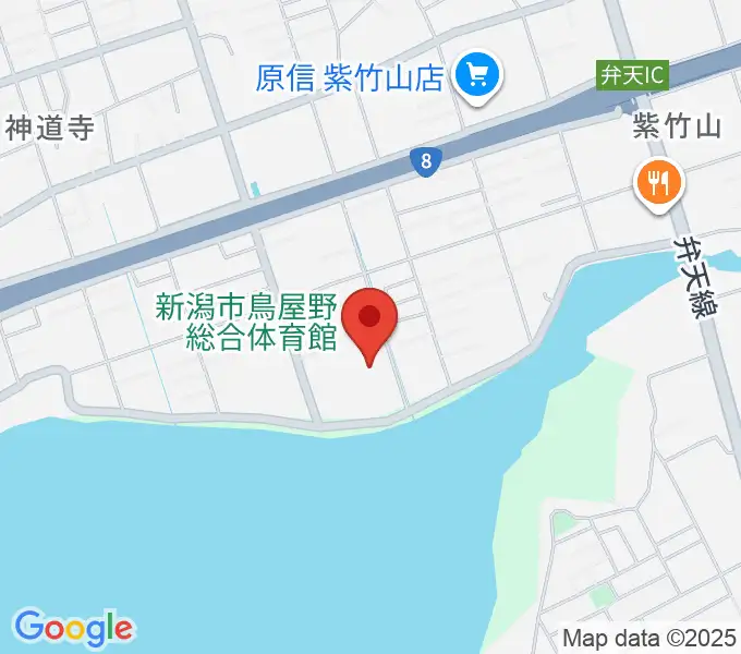 新潟市鳥屋野総合体育館の地図