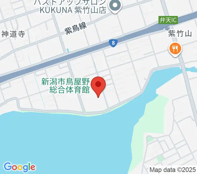 新潟市鳥屋野総合体育館の地図