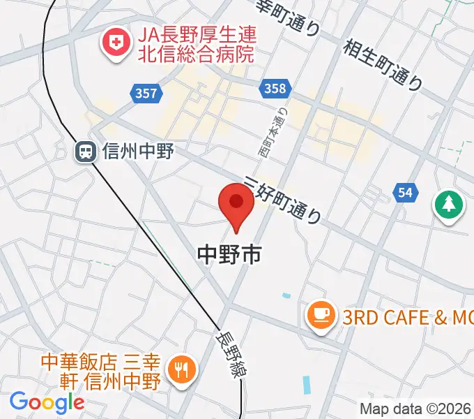中野市市民会館 ソソラホールの地図