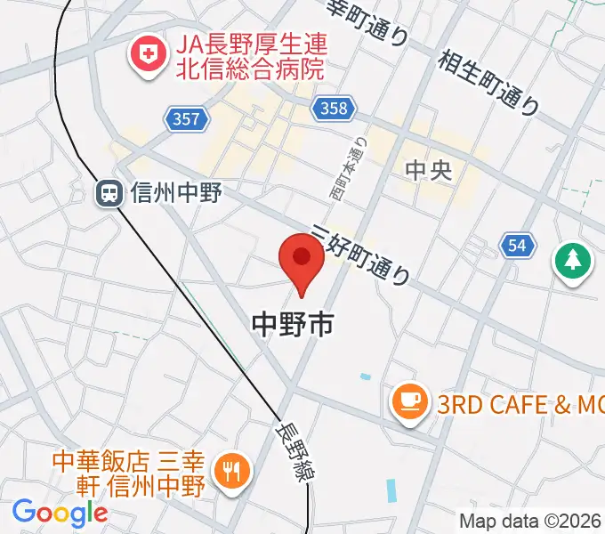 中野市市民会館 ソソラホールの地図