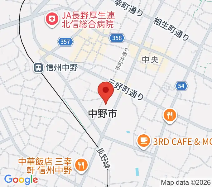 中野市市民会館 ソソラホールの地図